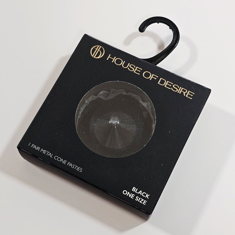 House of Desire Metal Cone Round Nipple Covers Pasties, Black, One Size